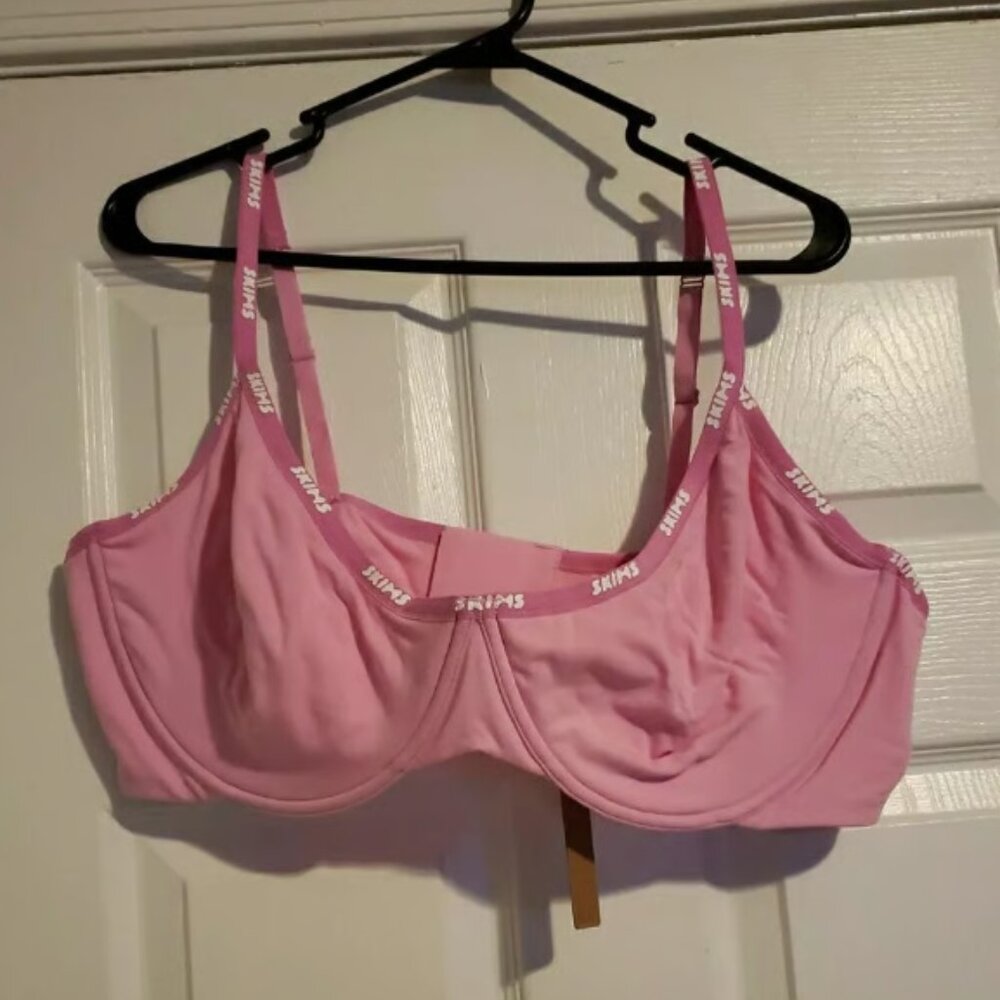 Skims Cotton Logo Demi Underwire Bra in Bubble Gum Pink - NEW WITH TAGS 46D